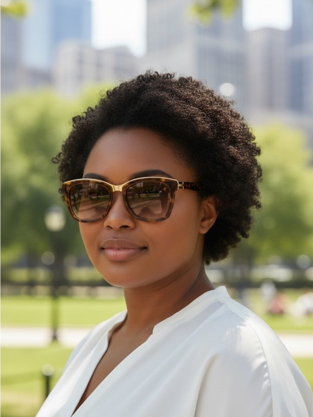 Freida Rothman Women's MadisonTortoise Sunglasses with Gold Bridge